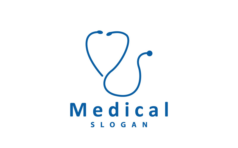 Modèle de ligne de logo de stéthoscope Design de soins de santé V6