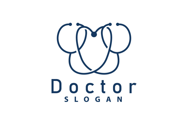 Stethoscoop Logo Lijnmodel Gezondheidszorg DesignV20