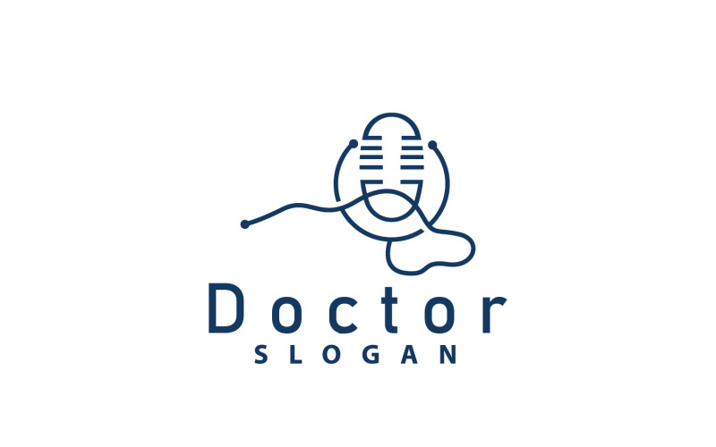 Stethoscoop Logo Lijnmodel Gezondheidszorg DesignV25