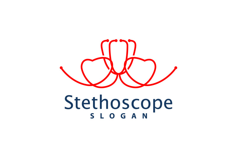 Stethoskop Logo Linienmodell Gesundheitswesen DesignV35