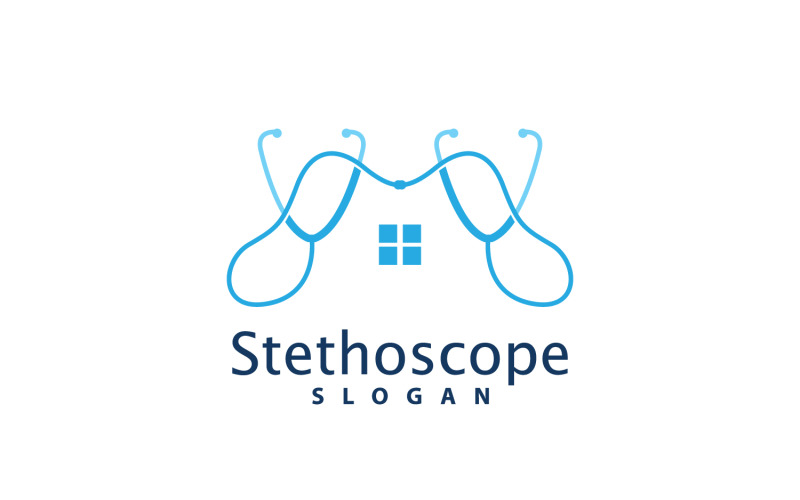 Stetoscopio Logo Line Modello Health Care DesignV34