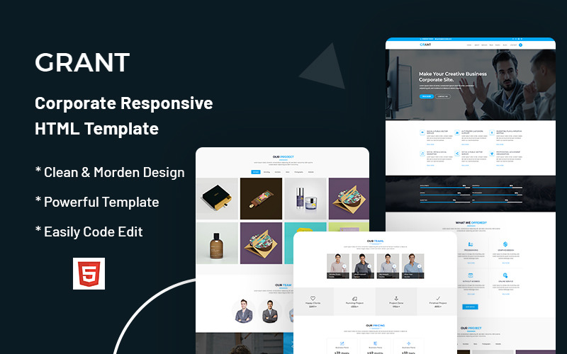 Grant – Responsieve websitesjabloon voor bedrijven