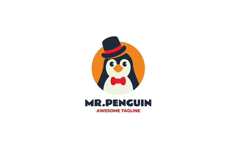 Pinguïn plat moderne logostijl