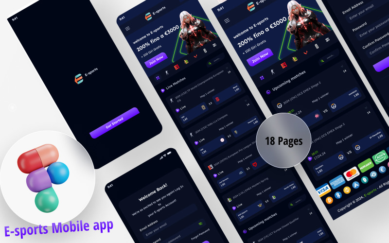 Mobilní aplikace E-sports – šablona Esports Figma!