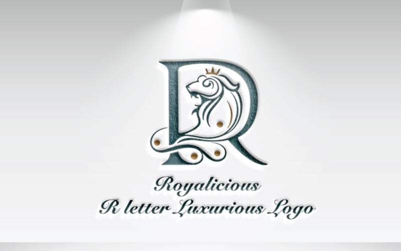 Royalicious - R Bokstaven Lyxig Lejonkungen Logotyp