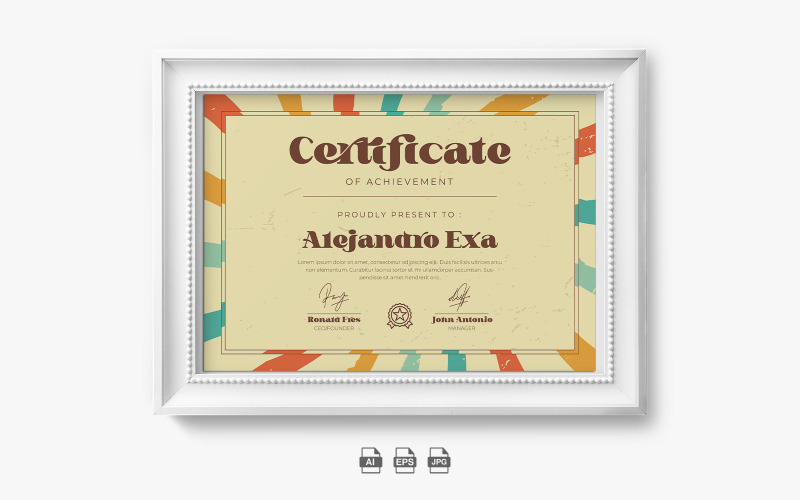 Retro certificaat prestatie sjabloon