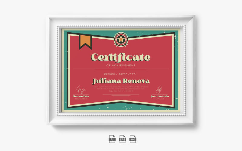 Retro Certificate Achievement Template 2 - TemplateMonster