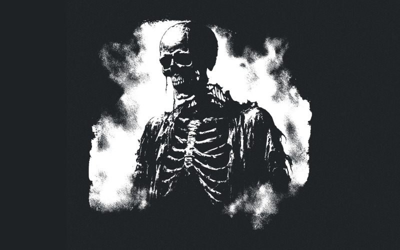 Esqueleto emergente PNG, Arte de niebla inquietante, Esqueleto gótico png, PNG espeluznante, Arte de fantasía oscura