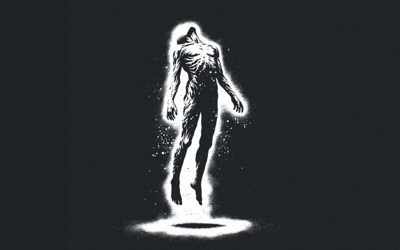 Levitating Human PNG, Floating Figure Art, Ascension Illustration, Mystical Human Silhouette