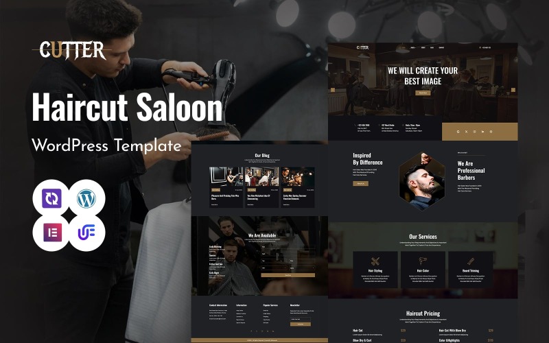 Cutter - Thème WordPress Elementor pour salon de coiffure et salon de coiffure moderne