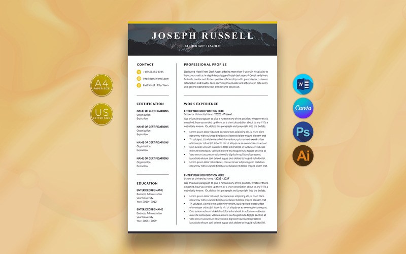 Currículo do professor do ensino fundamental do Canva