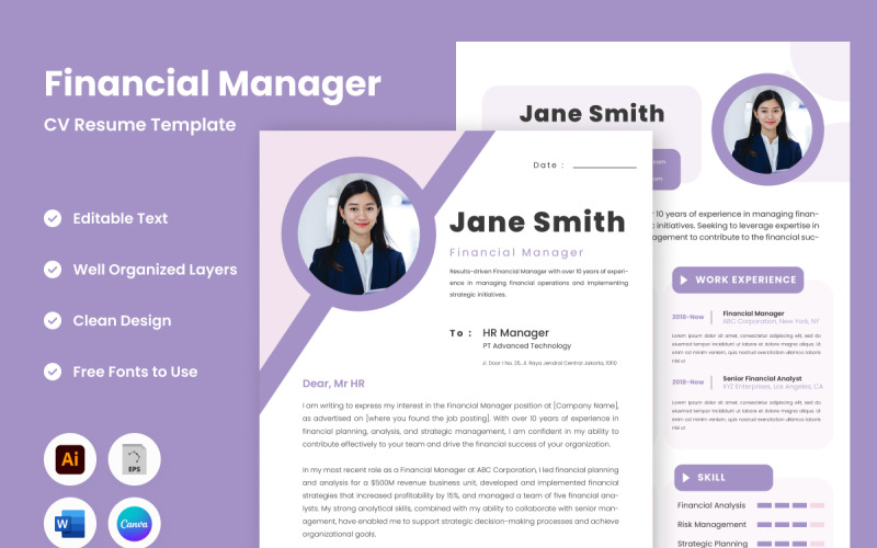 CV Financial Manager V3, un modèle sophistiqué conçu pour rehausser votre profil en tant que financier