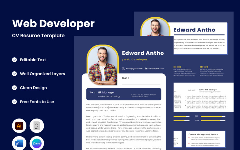 Resume Web Developer V4 gemaakt voor webontwikkelaars die uitmuntendheid eisen