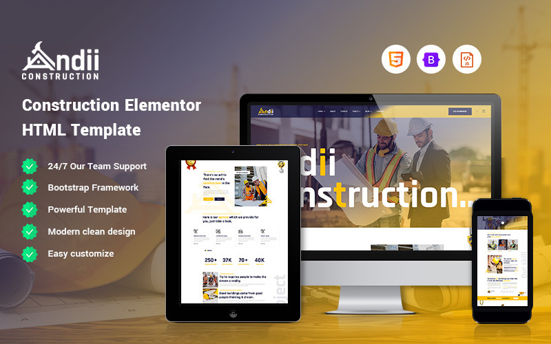 Andii - Byggelementor webbplatsmall