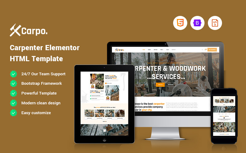 Carpo - Marangoz Elementor Web Sitesi Şablonu