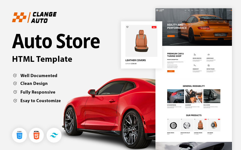 Clange Auto - CSS-шаблон автомобильных запчастей Tailwind