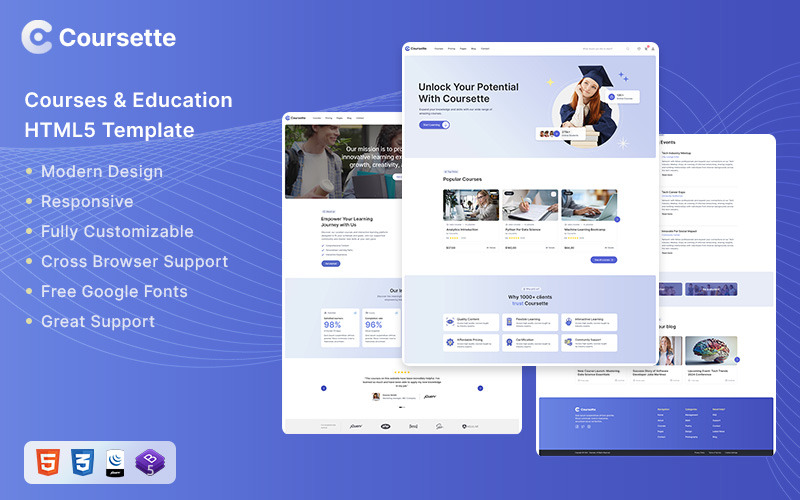 Coursette – HTML-шаблон курсів і освіти