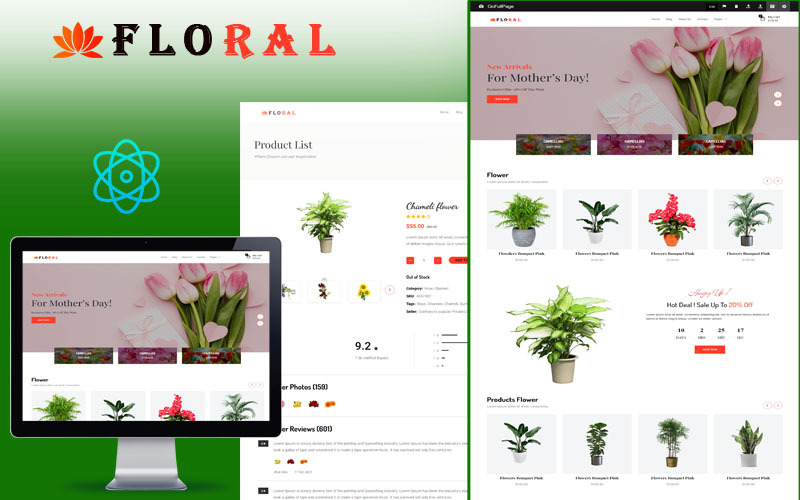 Floral - Шаблон React для электронной коммерции цветочного магазина