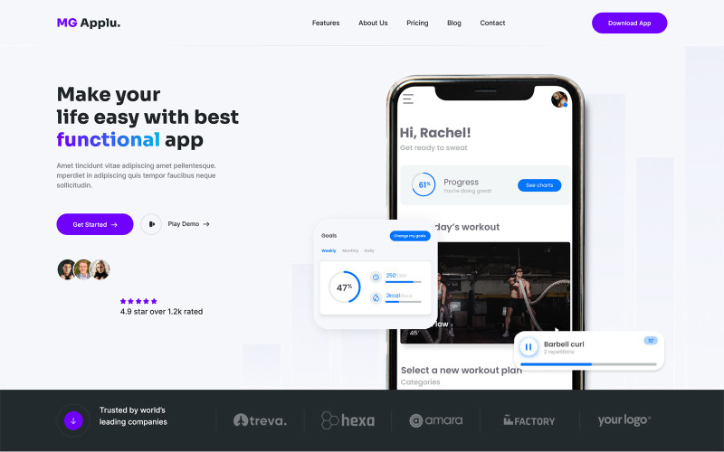 MG Applu - Responsieve HTML-app-bestemmingspaginasjabloon