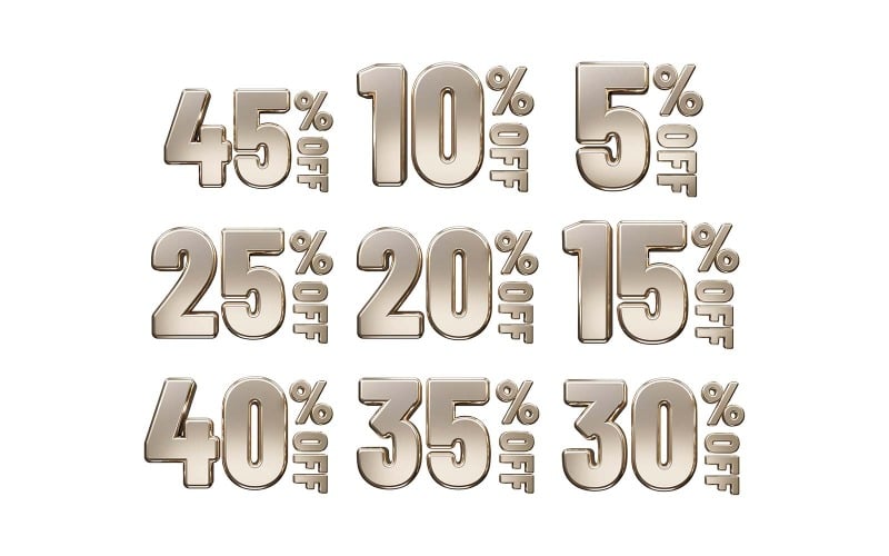Procent rabatt text 3d-rendering vektorillustration