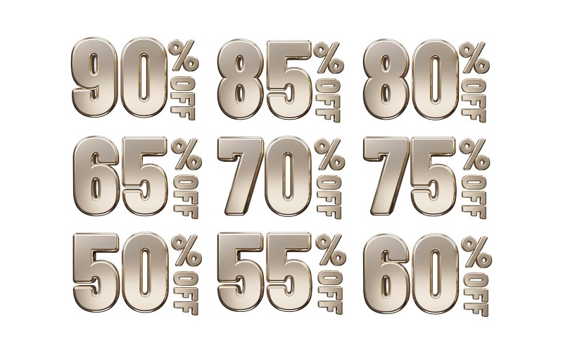 Procent rabatt rabatt text 3D-rendering vektorillustration