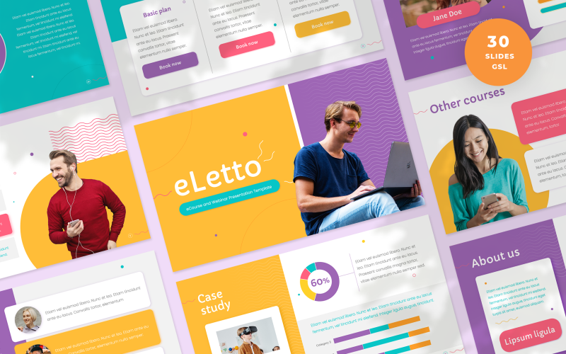 Презентація eLetto Електронні курси та вебінари Шаблон Google Slides