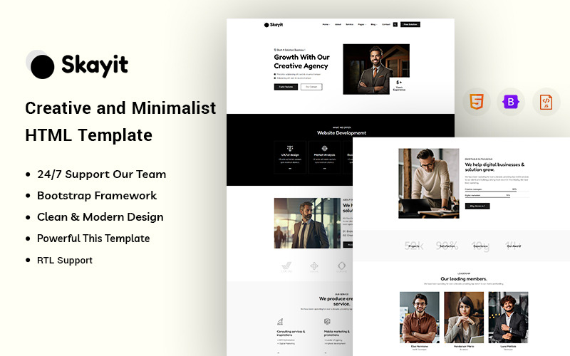 Skyit: plantilla de sitio web creativa y minimalista