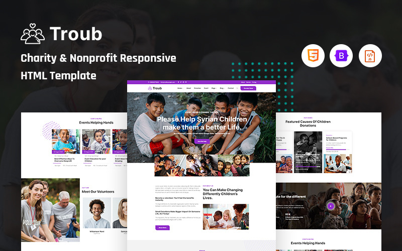 Troub – HTML-sjabloon voor liefdadigheids- en non-profitorganisaties