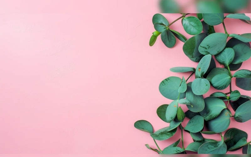 Feuilles de plantes sur fond rose avec espace de copie 62