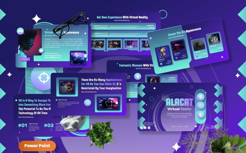 Alacat - 虚拟空间 Powerpoint 模板