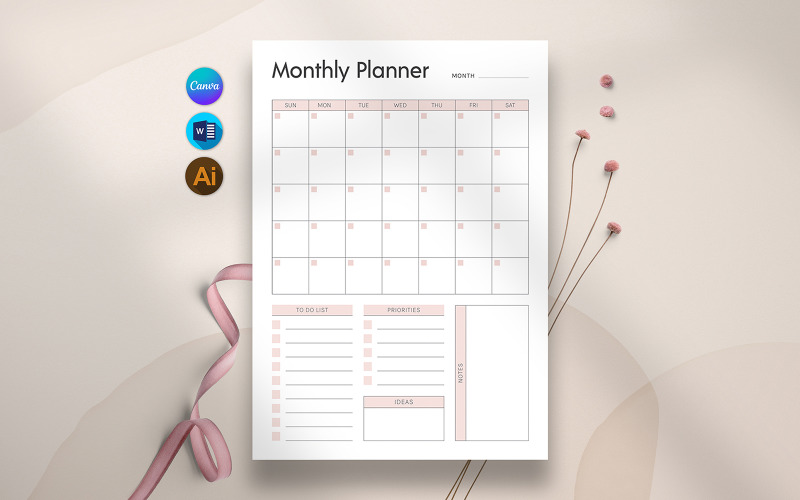 Canva Printable Daily Planner Template - TemplateMonster