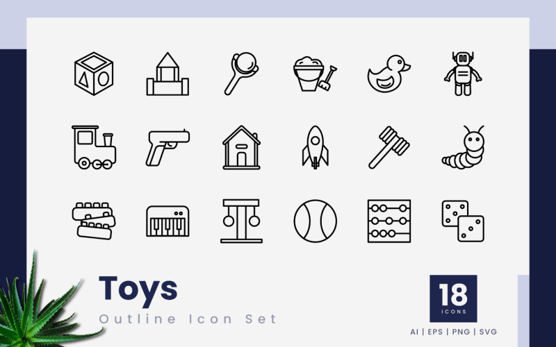Hračky Outline Black Icon Bundle