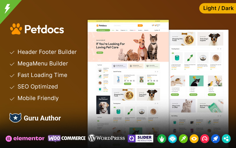 Petdocs - Tierhandlung und Tierpflege und Tiernahrung Elementor WooCommerce Theme