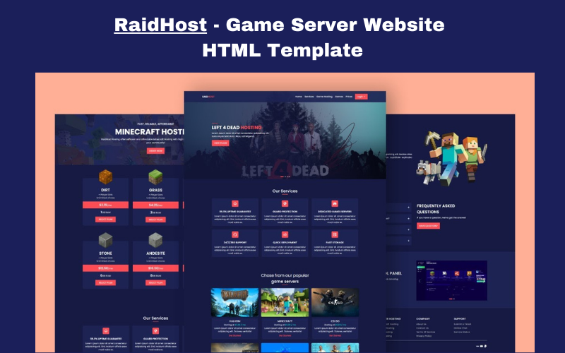 RaidHost - Webbplatsmall för spelvärdserver