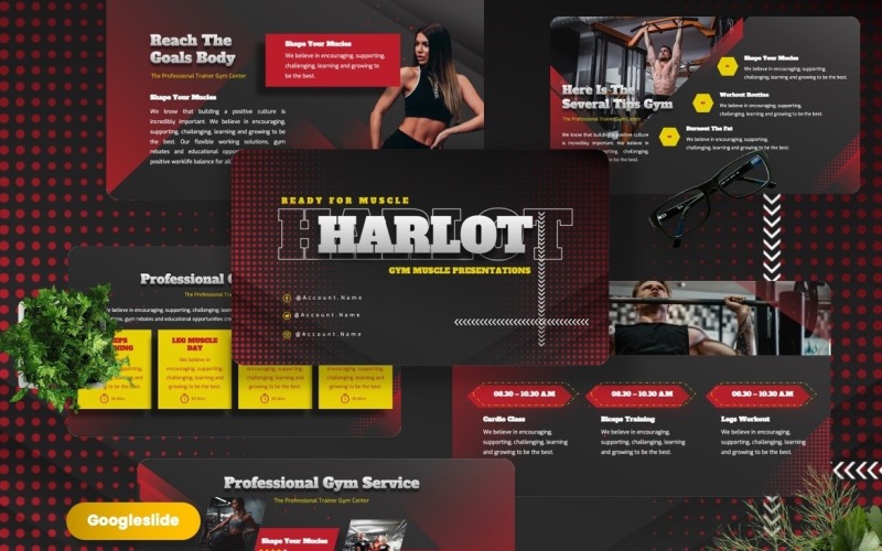 Harlot - Plantillas de diapositivas de Google para músculos de gimnasio
