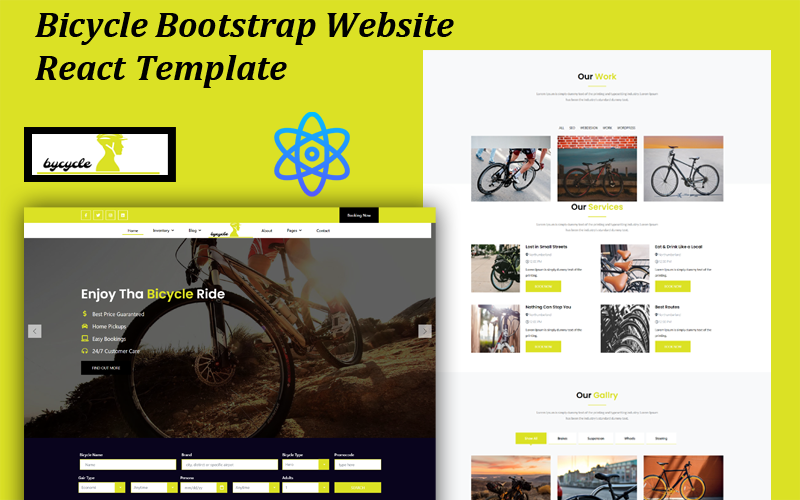 Bicicletta - Modelli di reazione al sito Web Bootstrap