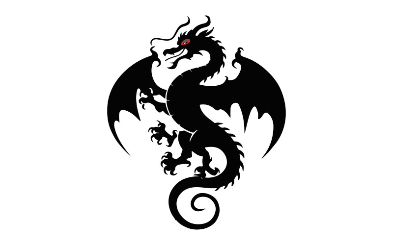 Ilustração de arte vetorial de silhueta de dragão