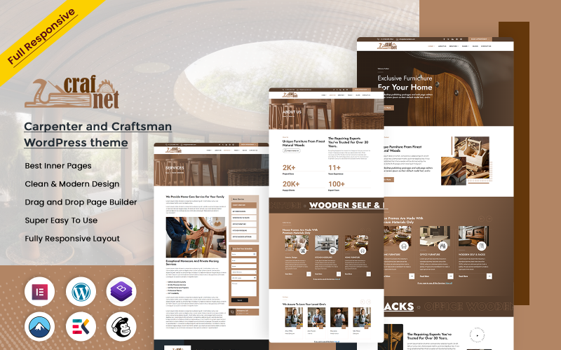 Téma WordPress Crafnet - Carpenter and Craftsman Woodwork