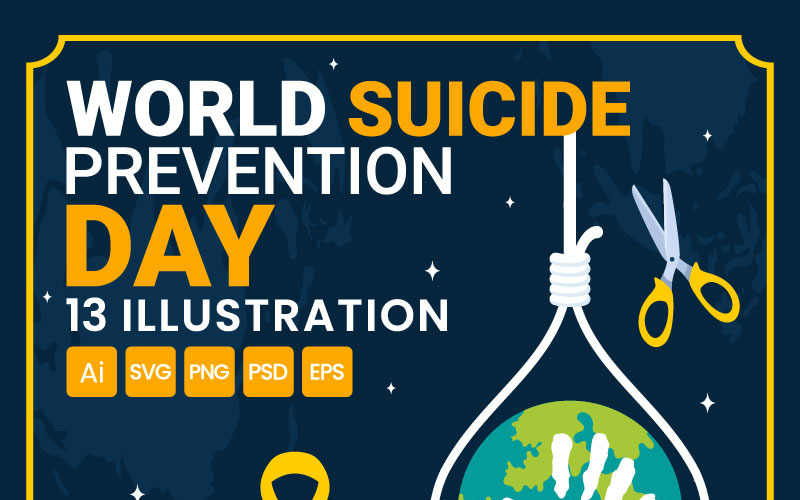 13 Día Mundial de la Prevención del Suicidio Ilustración