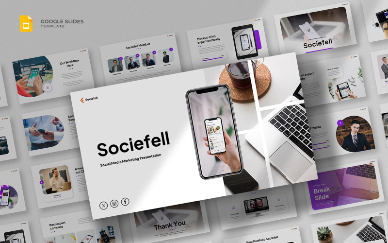 Sociefell - Шаблон слайдов Google Маркетинг в социальных сетях