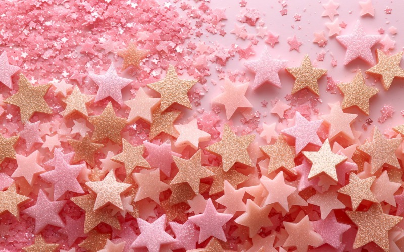 Birthday Background Peach and pink Glitter Stars 83