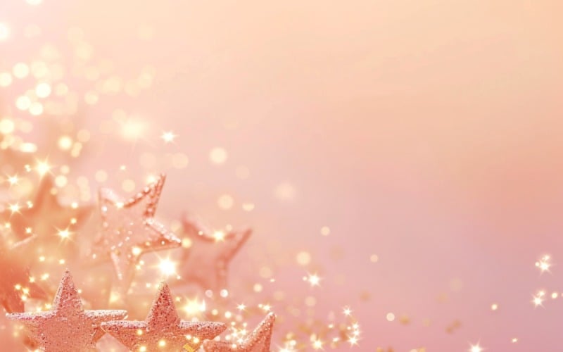 Birthday Background Peach and pink Glitter Stars 205