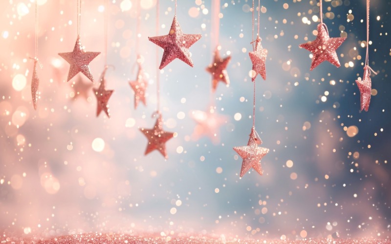 Birthday Background Peach and pink Glitter Stars 248