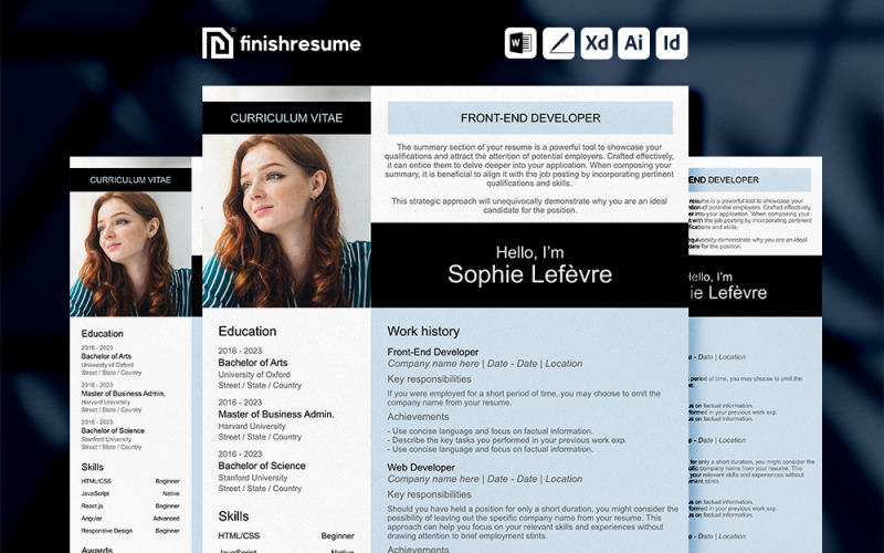Front-End Developer Resume Template | Dokončit pokračování