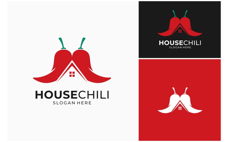 House Roof Chili Pepper Logotyp