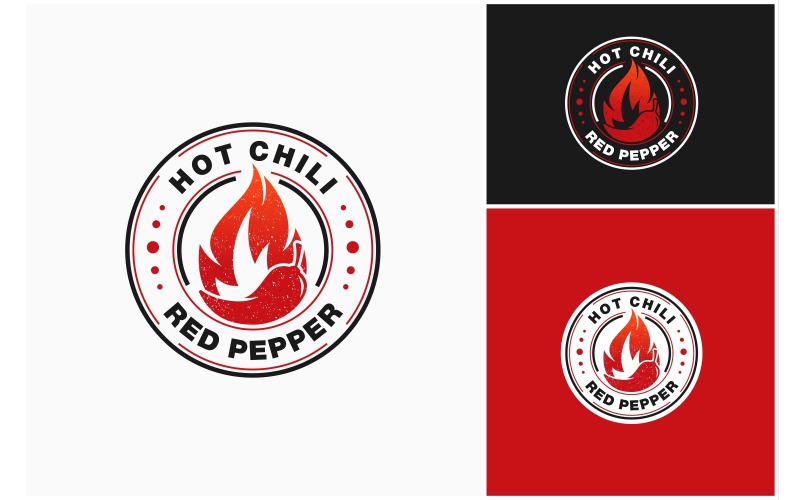 Logo del timbro distintivo del fuoco di peperoncino piccante