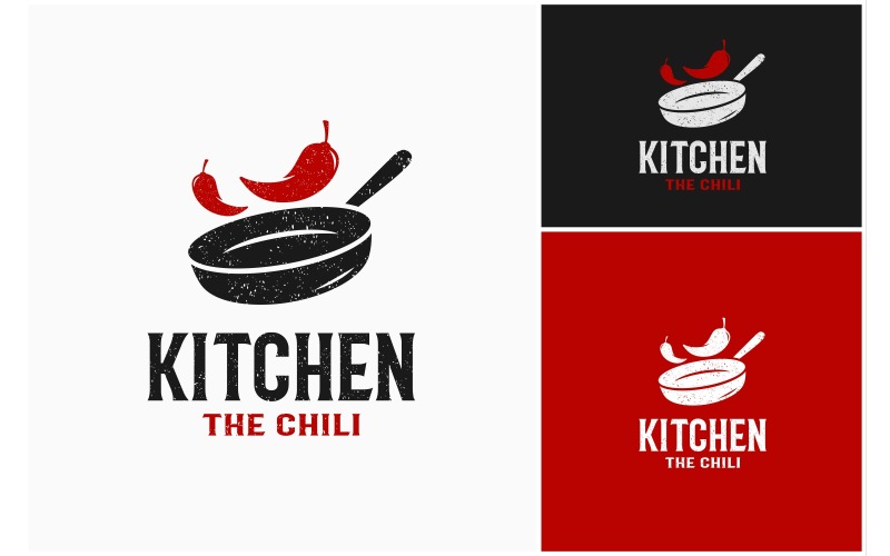 Pfanne Kochen Chili Pepper Logo