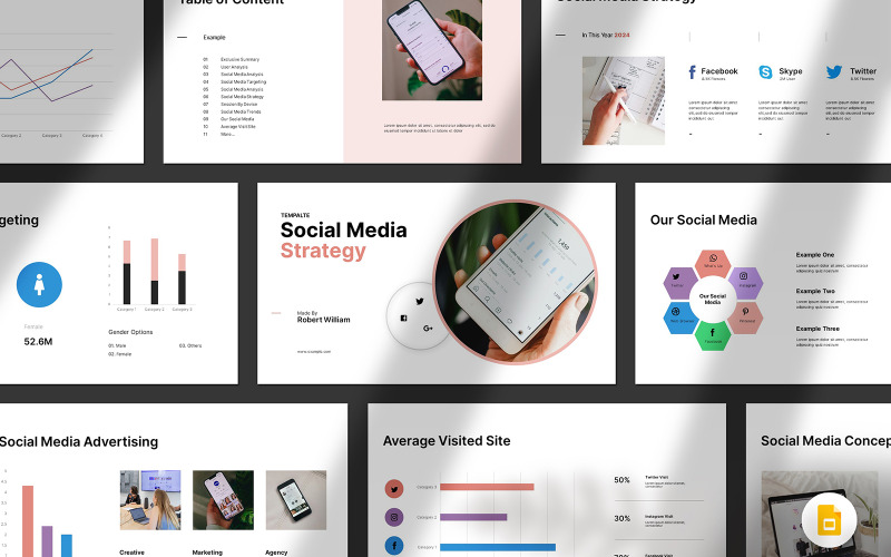 Apresentação Estratégia de mídia social Googleslide