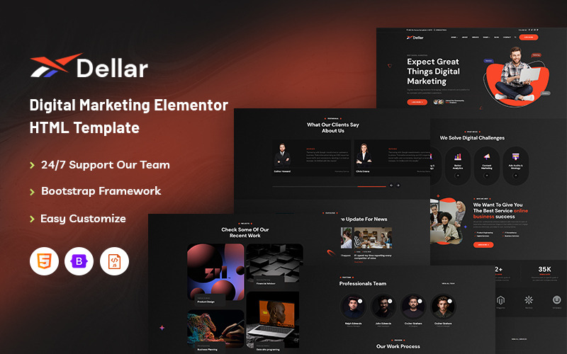 Dellar – HTML5-webbplatsmall för digital marknadsföring