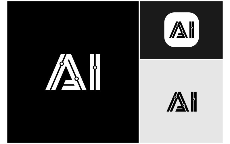 Logotipo de tecnología AI de letra